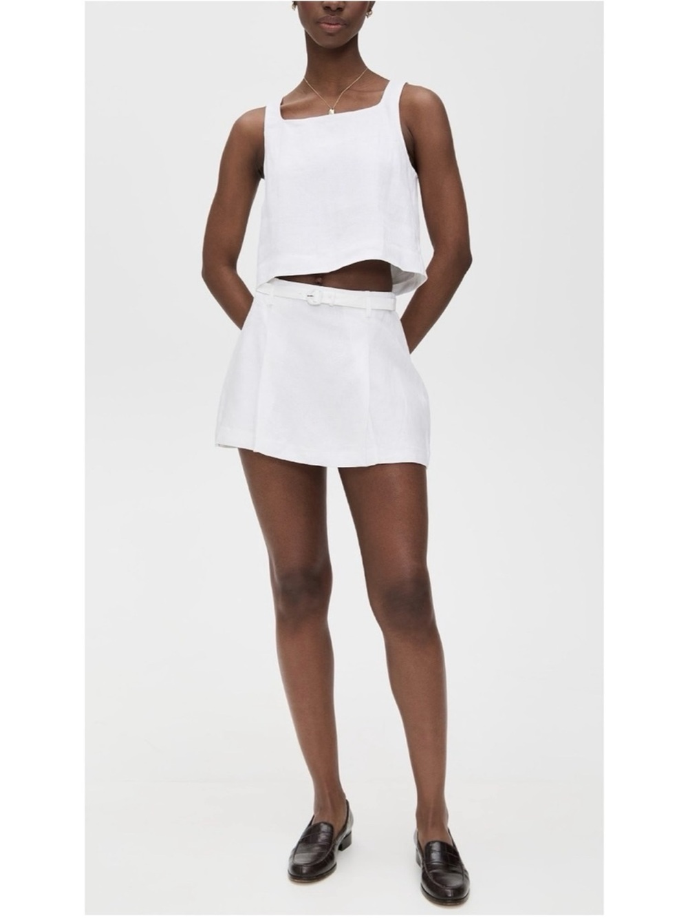 NWT Reformation Rory Mini Linen Skirt White 2 - Picture 4 of 11